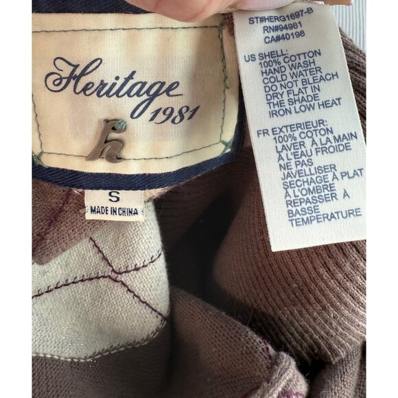 Vintage Y2K Heritage 1981 Casual Brown Heart Pattern Knit Sweater Tank Top Vest - Picture 9 of 10